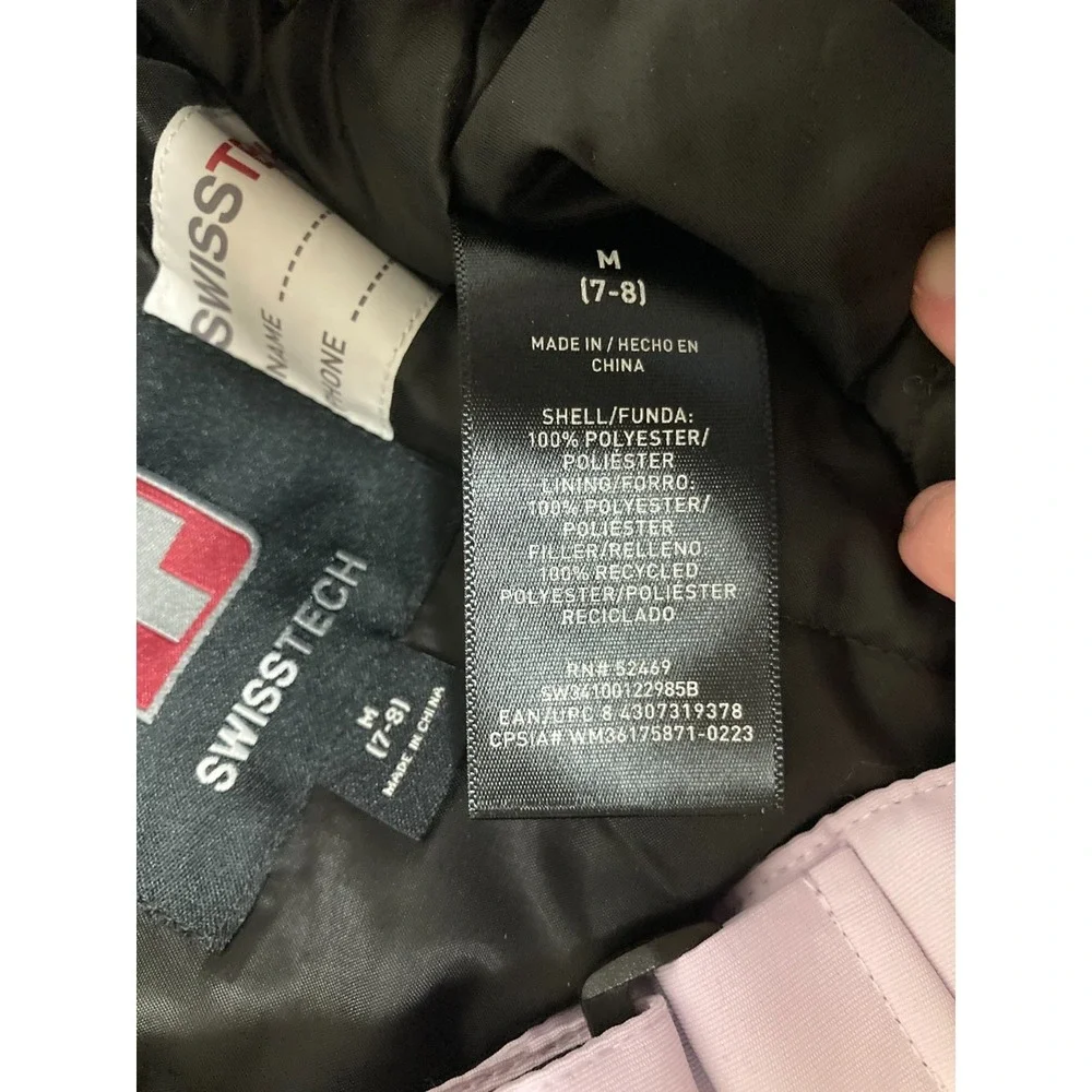 Swisstech Swiss Tech Girls Size Medium (7-8) Snow Pants Black Purple Lavendar - Picture 8 of 11